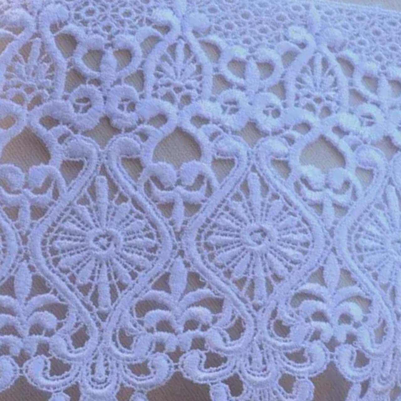 1 Yard 7 Inch Gabi’s Ultra Wide White Polyester Venice Lace Trim with Intricate Groundwork